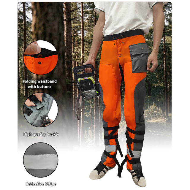 Orange Safety Chain Saw Pants Logging Leg Protective Chainsaw Chaps for Forest Worker Tree Climber Arborist