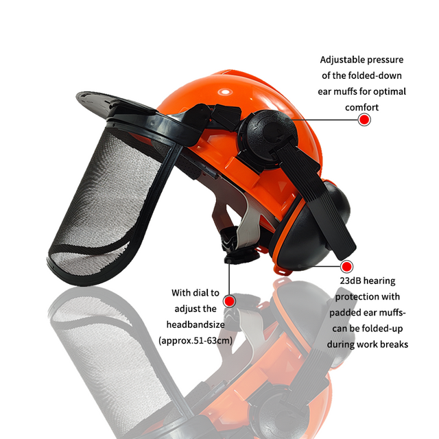 Weixi HDPE Safety Chainsaw Helmet With Face Shield And Adjustable Ear Muffs for Hearing Protection