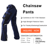 Weixi Winter Forest Workers Navy Blue Anti Cutting Safety Chainsaw Pants Chain Saw Trousers for Leg Protection