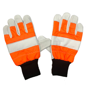 Weixi OEM Class 1 Hot Sale Left-Hand Protection Anti-Cut Orange Gloves Chainsaw Gloves for Men's Forest Chainsaw Work 