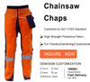 Weixi Orange Black Chain saw protective Chaps with tool pocket for chainsaw operator user for sale