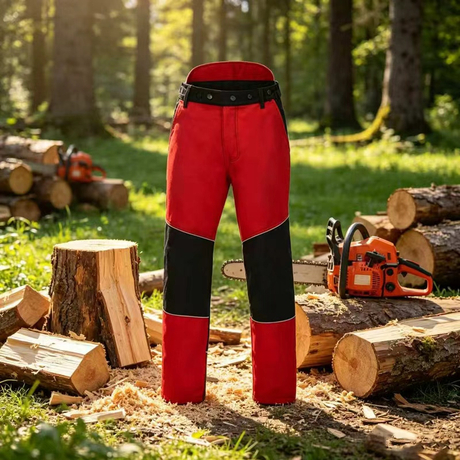 Weixin Hot Sales Red Chainsaw Protection Pants Chaps Class 1 Cut Proof Safety Trousers for Tree Cutting Construction Worker