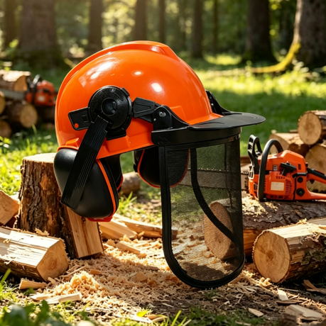 Weixin Hot Sales 4 in 1 Orange Hard Hat Safety Chainsaw Helmet with Face Shield And Earmuffs for Logging Forestry Work