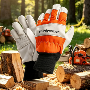 Weixin High Quality Anti-cut Professional Left Right Hand Anti Cut Orange Protective Chainsaw Gloves for Logging Work