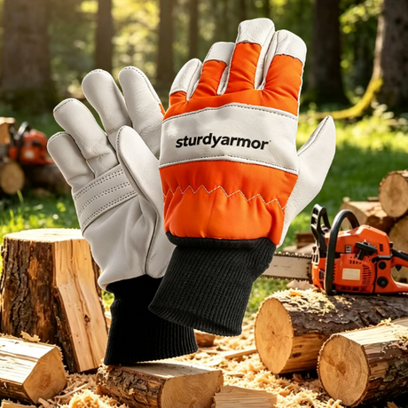 Weixin High Quality Anti-cut Professional Left Right Hand Anti Cut Orange Protective Chainsaw Gloves for Logging Work